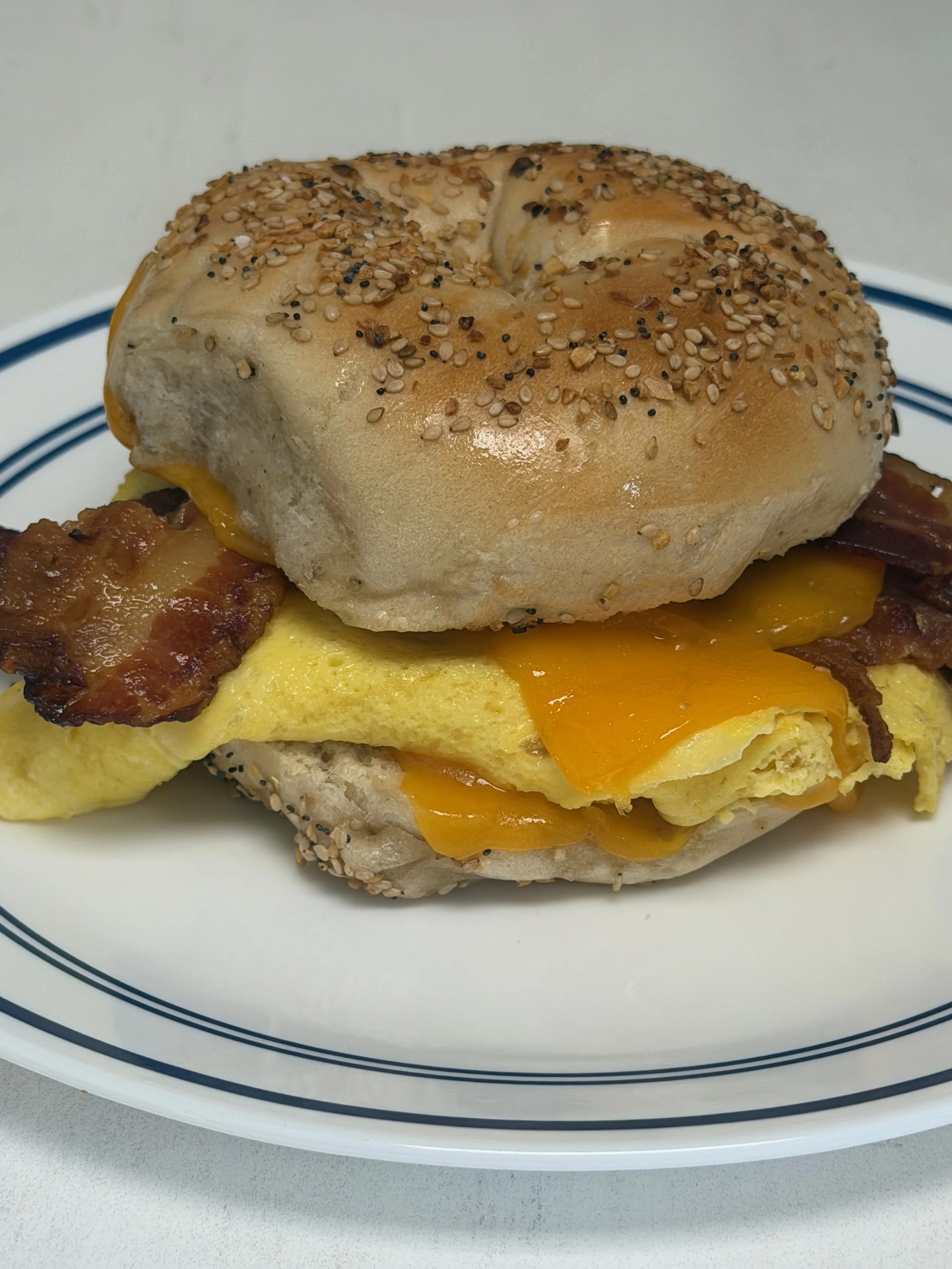 Bacon egg & cheese on an everything bagel