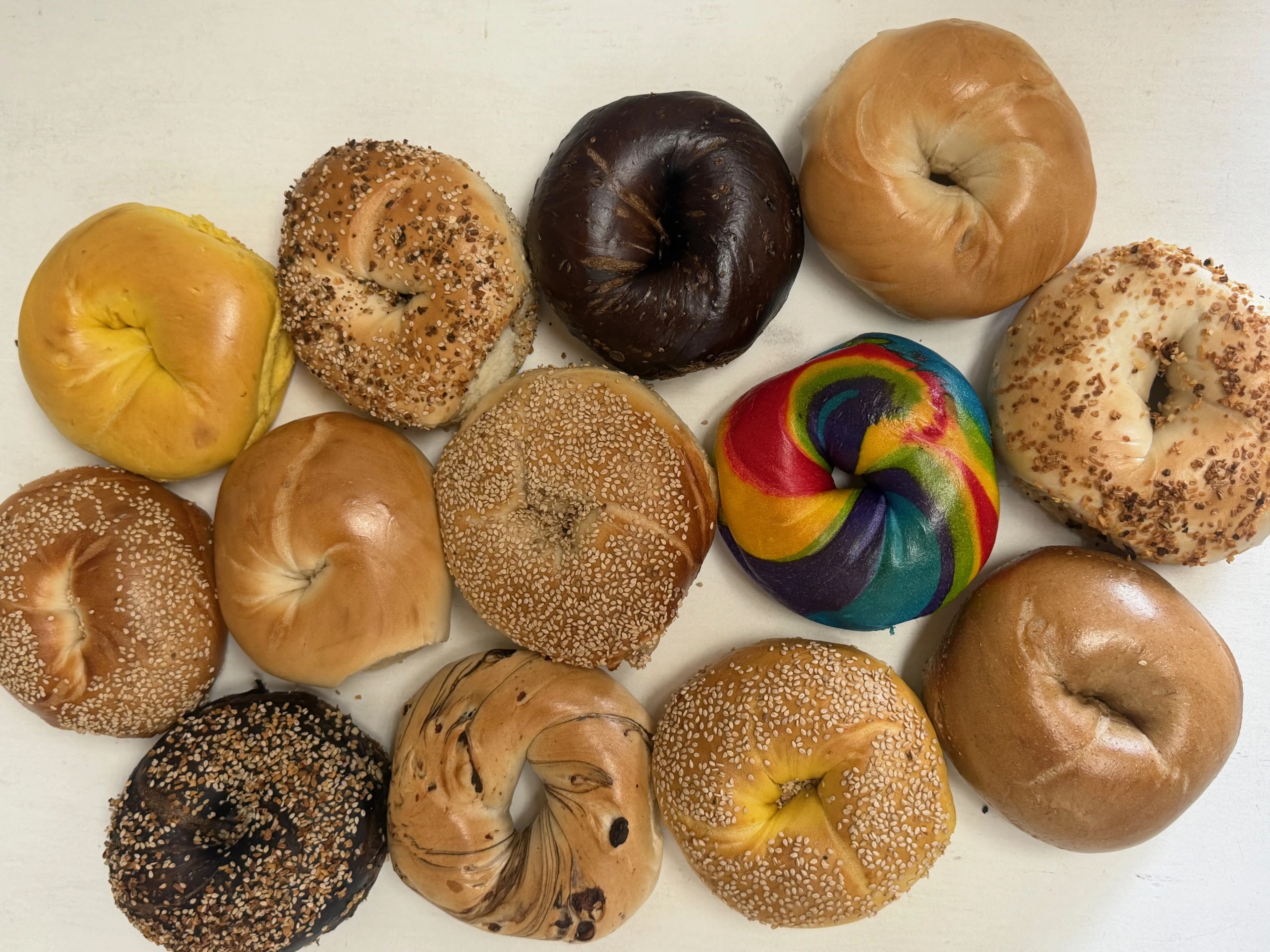 Bagel assortment overhead