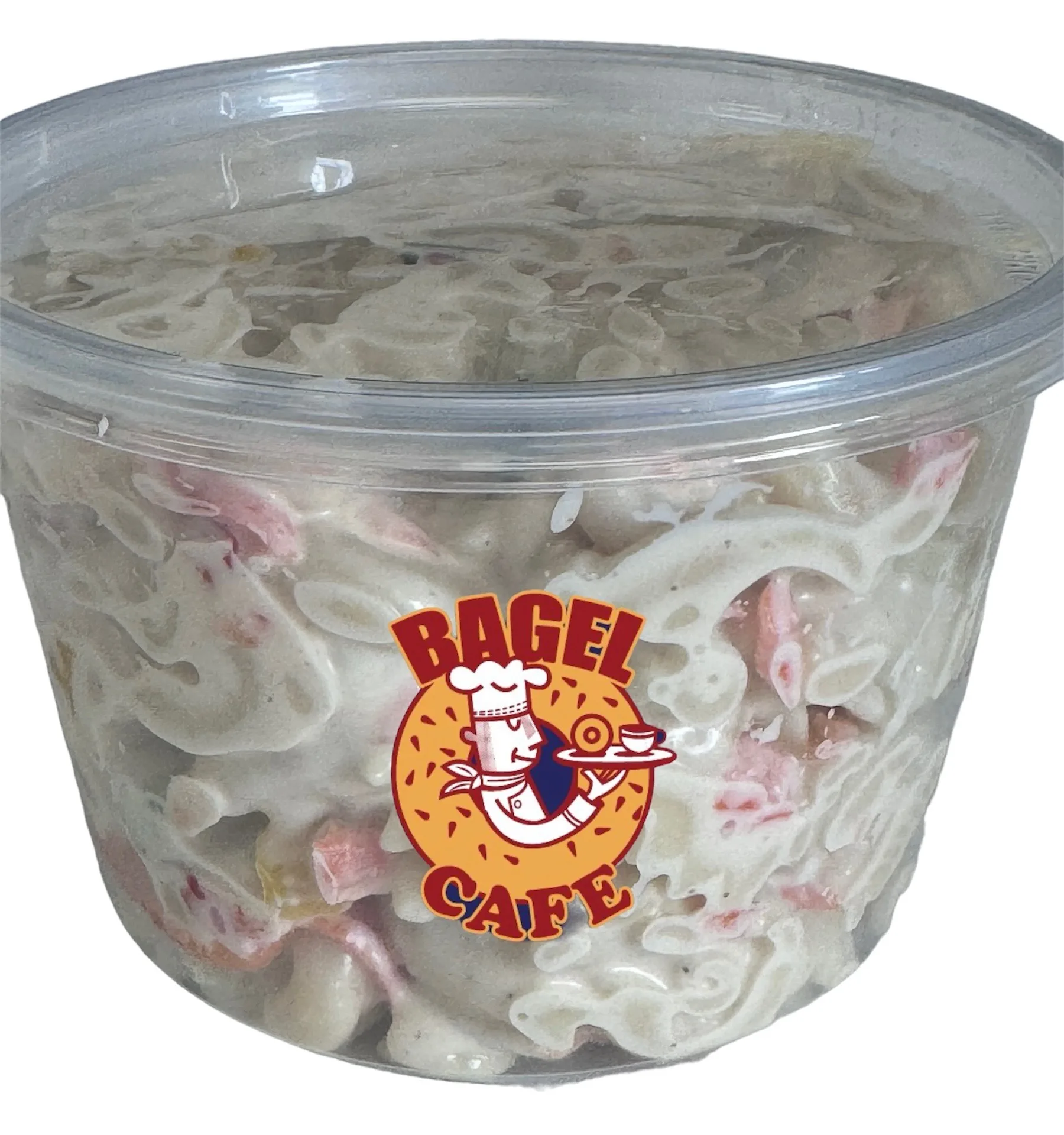 Fresh-made macaroni salad in our HBBC container — by the pound