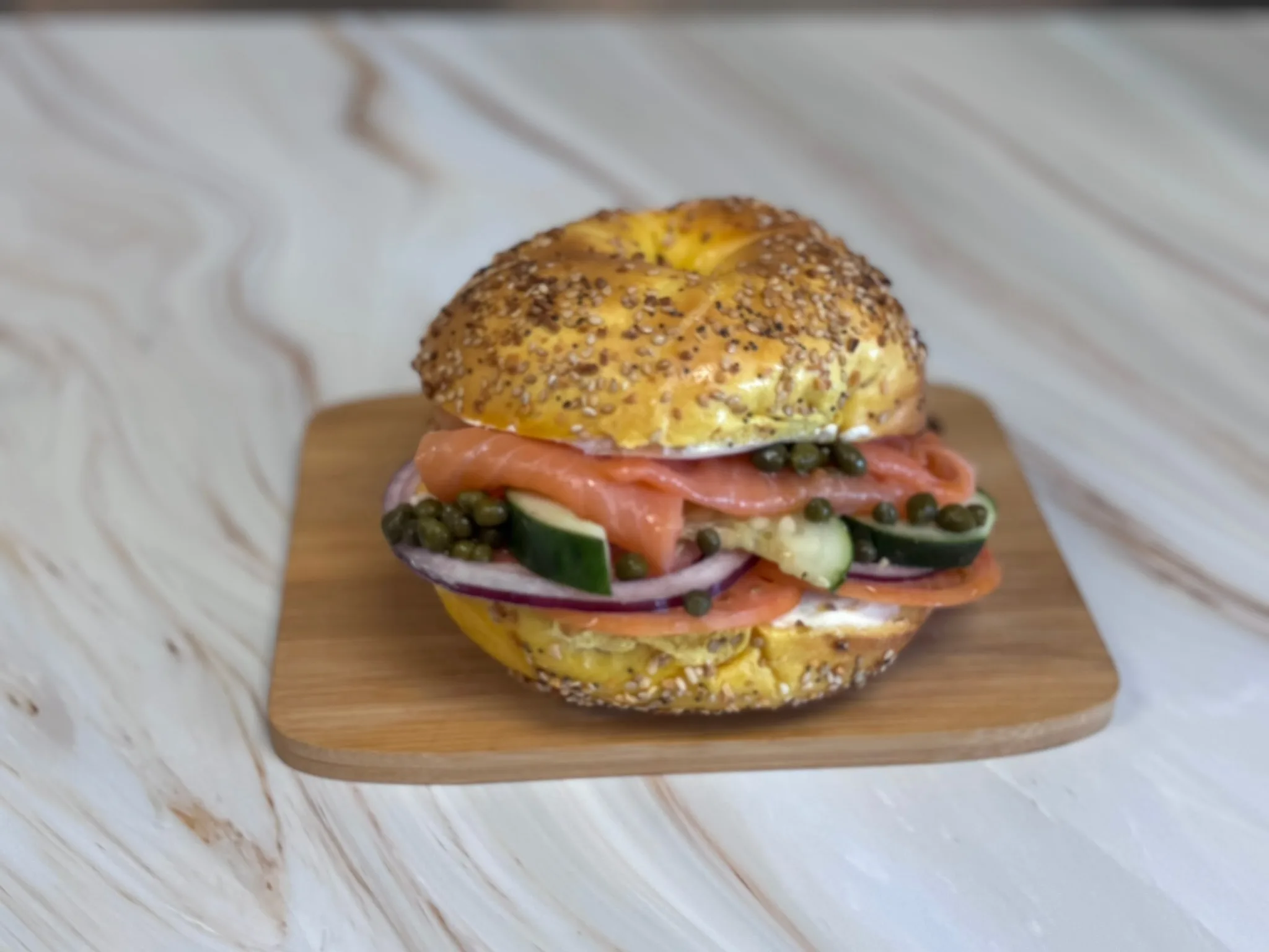 Smoked salmon bagel