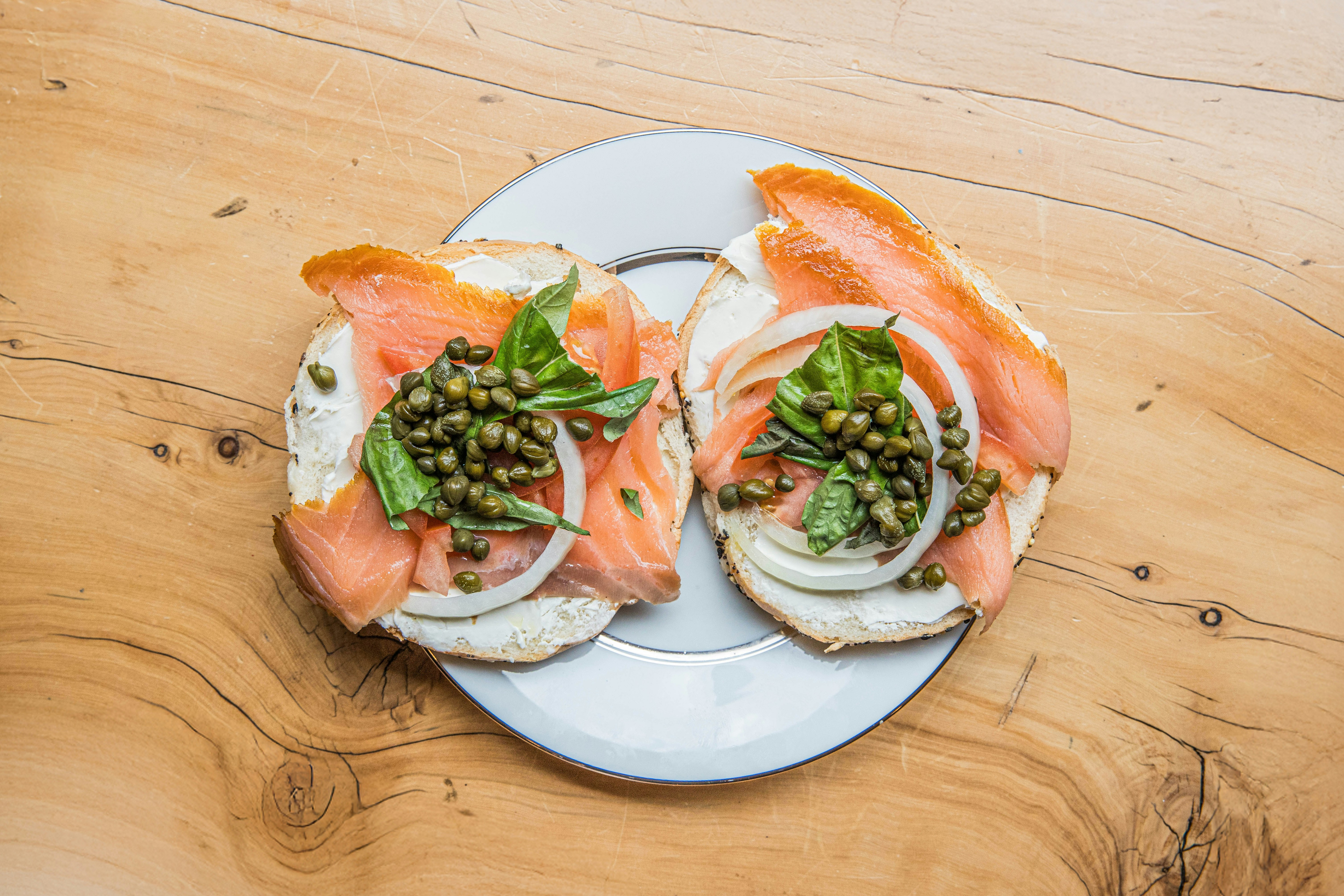 Everything bagel with cream cheese